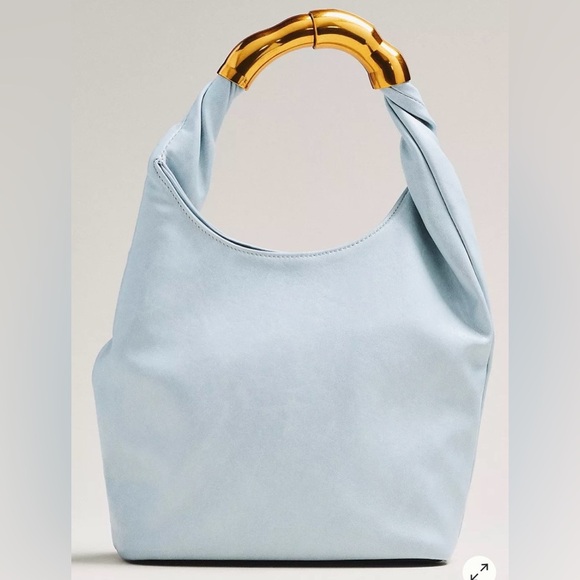 By Anthropologie Handbags - Anthropologie Vegan Leather Gilded Shoulder Bag Blue